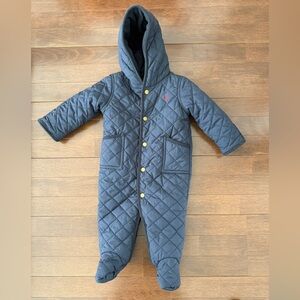 Ralph Lauren Unisex Quilted Navy Baby Bunting 9M Excellent condition